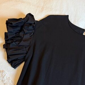 DREW Black Ruffle Sleeve Blouse